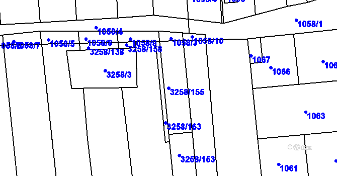 Parcela st. 3258/155 v KÚ Újezd u Brna, Katastrální mapa