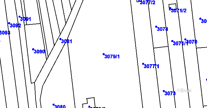 Parcela st. 3079/1 v KÚ Újezd u Brna, Katastrální mapa