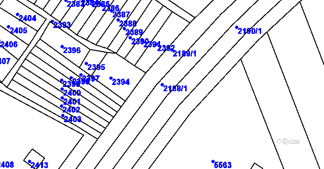 Parcela st. 2188/1 v KÚ Újezd u Brna, Katastrální mapa