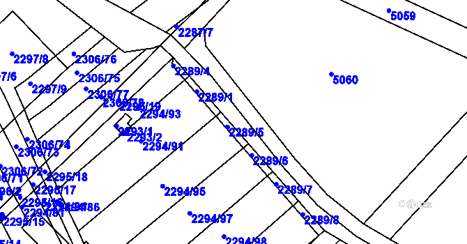Parcela st. 2277/2 v KÚ Újezd u Brna, Katastrální mapa
