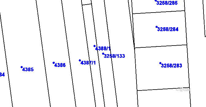 Parcela st. 3258/133 v KÚ Újezd u Brna, Katastrální mapa