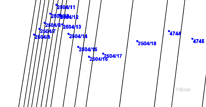 Parcela st. 2504/17 v KÚ Újezd u Brna, Katastrální mapa