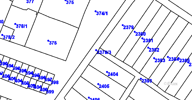 Parcela st. 2378/3 v KÚ Újezd u Brna, Katastrální mapa