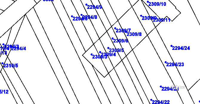 Parcela st. 2309/4 v KÚ Újezd u Brna, Katastrální mapa