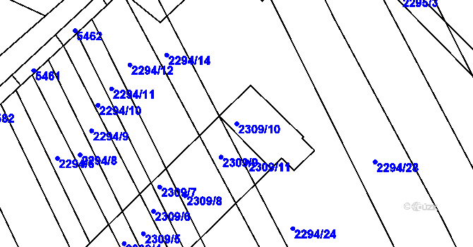 Parcela st. 2309/10 v KÚ Újezd u Brna, Katastrální mapa