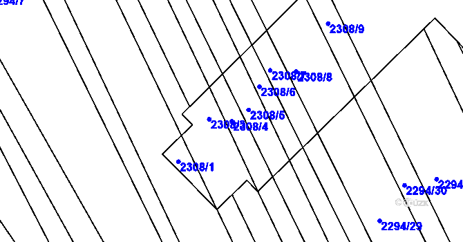 Parcela st. 2308/4 v KÚ Újezd u Brna, Katastrální mapa