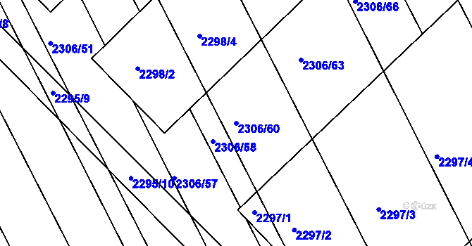 Parcela st. 2306/60 v KÚ Újezd u Brna, Katastrální mapa
