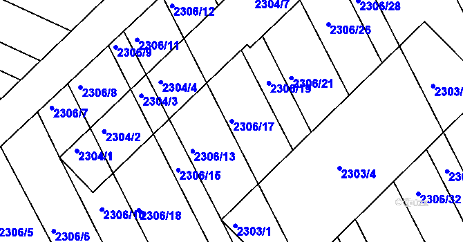 Parcela st. 2306/17 v KÚ Újezd u Brna, Katastrální mapa
