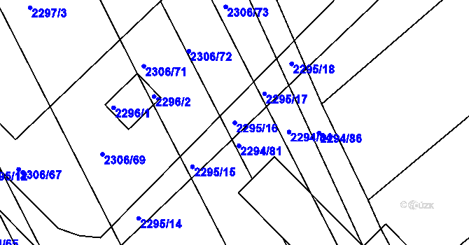 Parcela st. 2295/16 v KÚ Újezd u Brna, Katastrální mapa