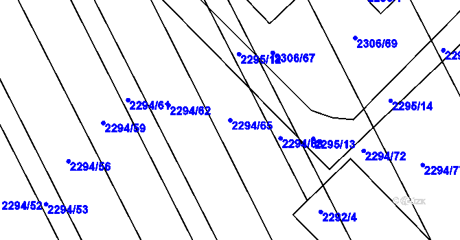 Parcela st. 2294/65 v KÚ Újezd u Brna, Katastrální mapa