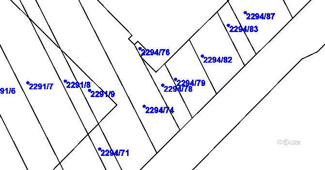 Parcela st. 2294/78 v KÚ Újezd u Brna, Katastrální mapa