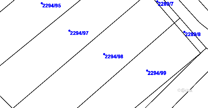 Parcela st. 2294/98 v KÚ Újezd u Brna, Katastrální mapa