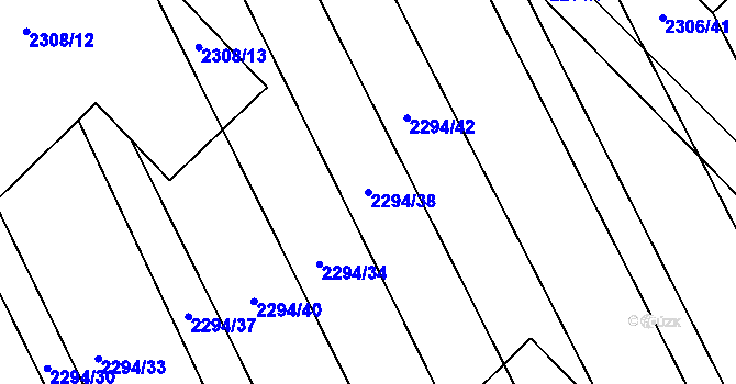 Parcela st. 2294/38 v KÚ Újezd u Brna, Katastrální mapa
