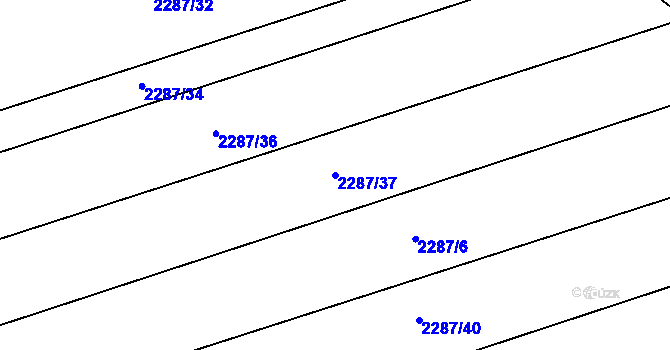 Parcela st. 2287/37 v KÚ Újezd u Brna, Katastrální mapa