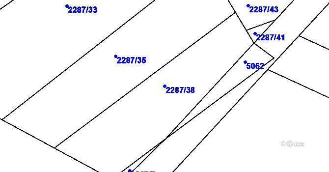 Parcela st. 2287/38 v KÚ Újezd u Brna, Katastrální mapa