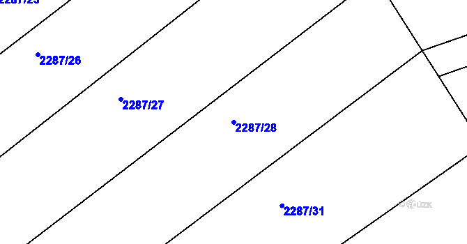 Parcela st. 2287/28 v KÚ Újezd u Brna, Katastrální mapa