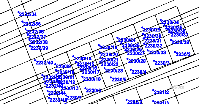 Parcela st. 2230/20 v KÚ Újezd u Brna, Katastrální mapa