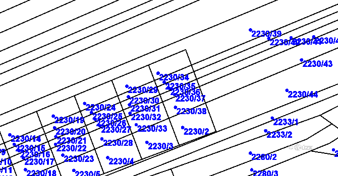 Parcela st. 2230/36 v KÚ Újezd u Brna, Katastrální mapa