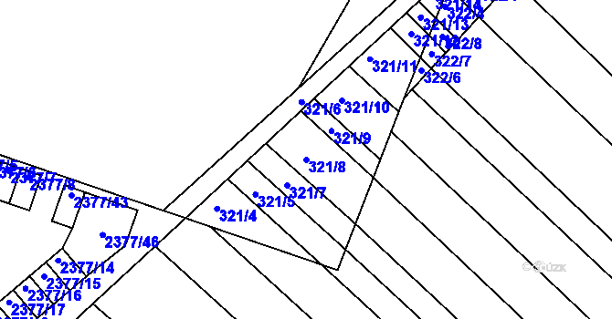 Parcela st. 321/8 v KÚ Újezd u Brna, Katastrální mapa