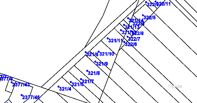 Parcela st. 321/10 v KÚ Újezd u Brna, Katastrální mapa