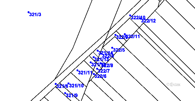 Parcela st. 321/14 v KÚ Újezd u Brna, Katastrální mapa