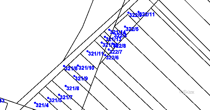 Parcela st. 322/6 v KÚ Újezd u Brna, Katastrální mapa