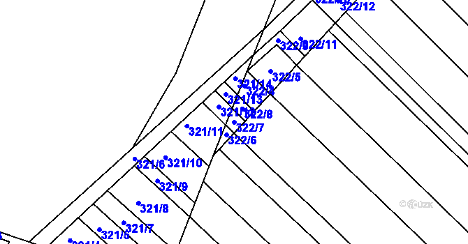 Parcela st. 322/7 v KÚ Újezd u Brna, Katastrální mapa