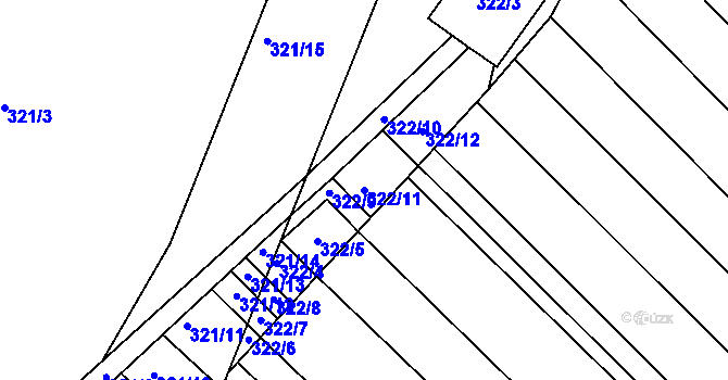 Parcela st. 322/11 v KÚ Újezd u Brna, Katastrální mapa