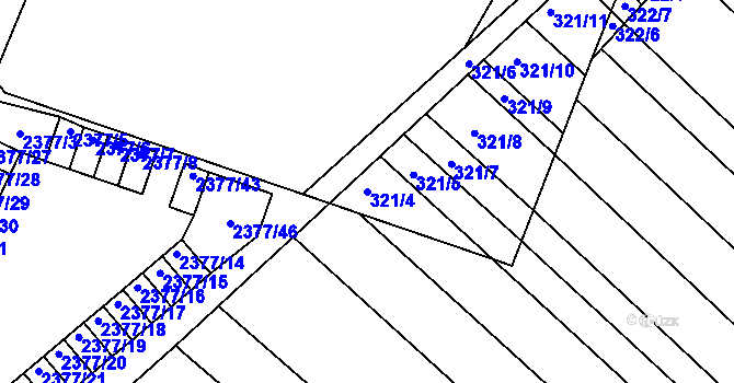 Parcela st. 321/4 v KÚ Újezd u Brna, Katastrální mapa