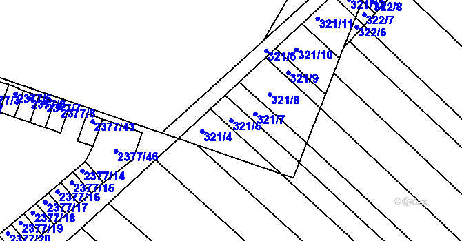 Parcela st. 321/5 v KÚ Újezd u Brna, Katastrální mapa