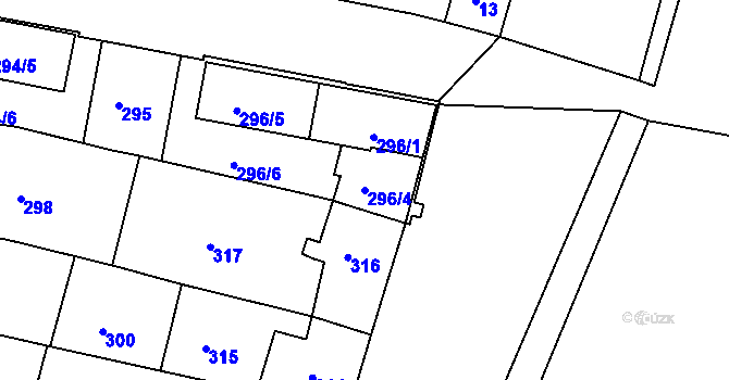 Parcela st. 296/4 v KÚ Újezd u Brna, Katastrální mapa