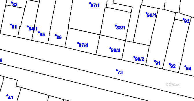 Parcela st. 87/3 v KÚ Újezd u Brna, Katastrální mapa