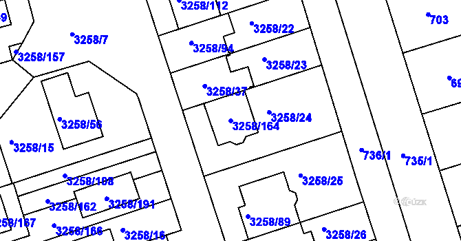 Parcela st. 3258/164 v KÚ Újezd u Brna, Katastrální mapa