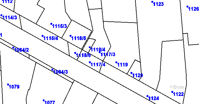 Parcela st. 1117/3 v KÚ Újezd u Brna, Katastrální mapa