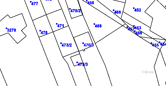 Parcela st. 470/3 v KÚ Újezd u Brna, Katastrální mapa