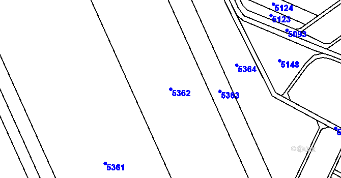 Parcela st. 5362 v KÚ Újezd u Brna, Katastrální mapa