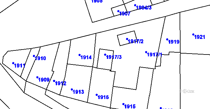 Parcela st. 1917/3 v KÚ Újezd u Brna, Katastrální mapa