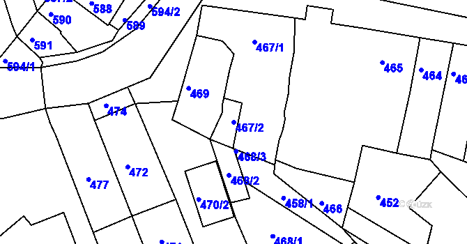 Parcela st. 467/2 v KÚ Újezd u Brna, Katastrální mapa
