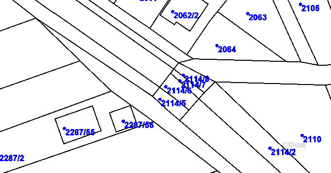 Parcela st. 2114/6 v KÚ Újezd u Brna, Katastrální mapa