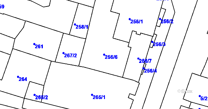 Parcela st. 256/6 v KÚ Újezd u Brna, Katastrální mapa