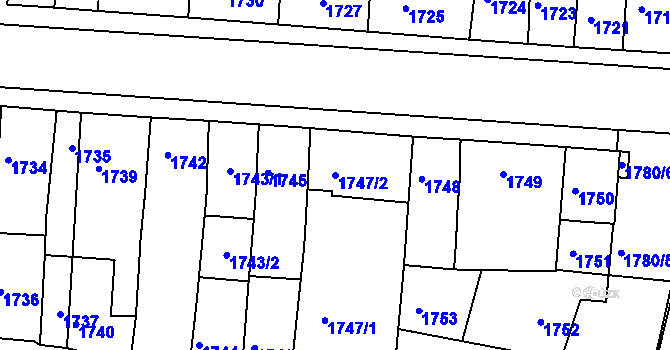 Parcela st. 1747/2 v KÚ Újezd u Brna, Katastrální mapa