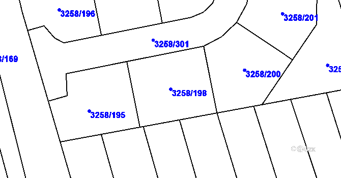 Parcela st. 3258/198 v KÚ Újezd u Brna, Katastrální mapa
