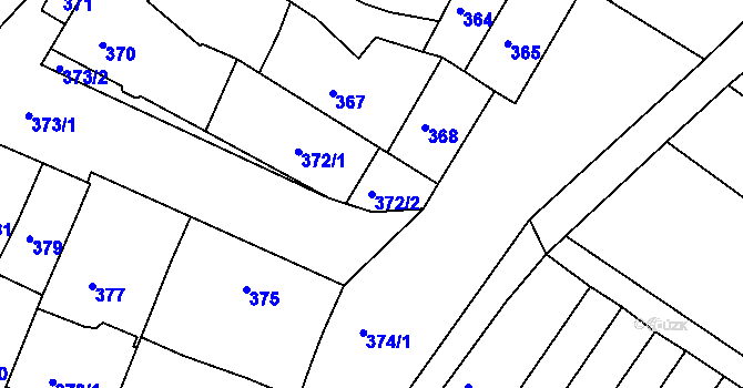 Parcela st. 372/2 v KÚ Újezd u Brna, Katastrální mapa