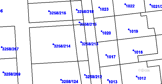 Parcela st. 3258/213 v KÚ Újezd u Brna, Katastrální mapa