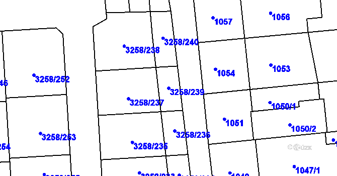 Parcela st. 3258/239 v KÚ Újezd u Brna, Katastrální mapa