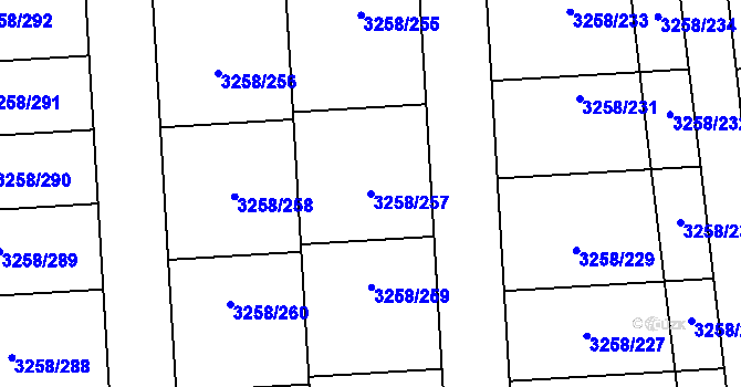 Parcela st. 3258/257 v KÚ Újezd u Brna, Katastrální mapa