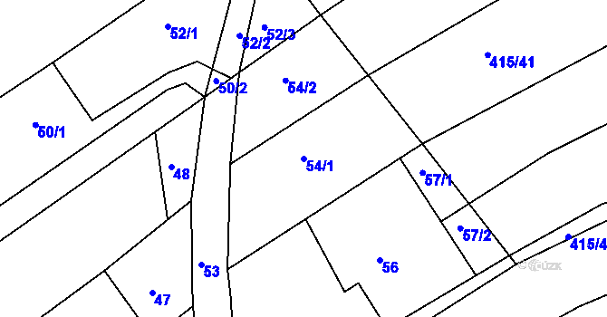 Parcela st. 54/1 v KÚ Újezd u Černé Hory, Katastrální mapa