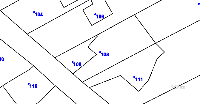 Parcela st. 108 v KÚ Újezd u Černé Hory, Katastrální mapa