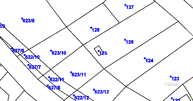Parcela st. 125 v KÚ Újezd u Černé Hory, Katastrální mapa