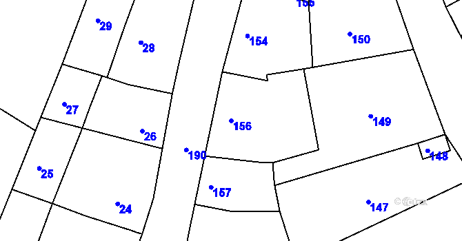 Parcela st. 156 v KÚ Újezd u Černé Hory, Katastrální mapa